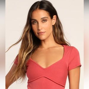 NWT Always Hinting Rust Red Short Sleeve Ribbed Knit Bodysuit